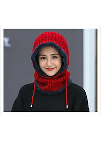 Mũ len liền khăn lót nỉ trùm kín cổ siêu ấm nhiều màu