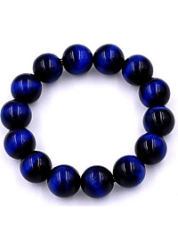 Chuỗi hạt đeo tay đá mắt hổ xanh đen 14 ly - Vòng chuỗi đeo tay đá phong thủy