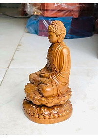 Tượng phật thích ca mini bằng gỗ bách xanh kt 15×9×8cm