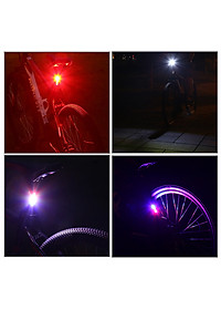 Đèn đuôi xe đạp xanh đỏ cảnh sát COB 120lumens chống nước IPX4 sạc điện FGY306 Mai Lee