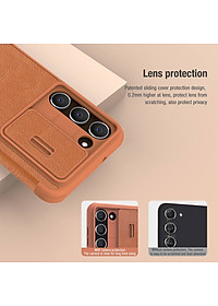 Bao Da Bò Thật Dành Cho Samsung Galaxy S23 Ultra, S23, S23 Plus Chính Hãng Nillkin Qin Cao Cấp Chống sốc, có ngăn cài thẻ - Hàng Chính hãng