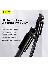 Cáp sạc nhanh, siêu bền C to IP 20W Baseus Tungsten Gold dùng cho iPhone 12/ iP11 Series/ iPXS Max (20W, Fast Charging & Data Cable)- Hàng chính hãng