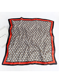 Khăn lụa turban vuông vintage hoa 4 cánh may mắn phong cách Nhật (70x70cm) AKL95