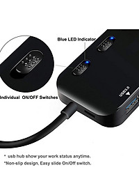 Hub Chia 4 Cổng USB 3.0 Ultra Slim siêu mỏng có công tắc bộ chia cổng USB 3.0