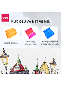 Bút Màu Marker Chuyên Nghiệp Hai Đầu Kèm Túi Vải Và Đế Họa Cụ Vẽ Tranh Cao Cấp Finenolo Deli - Phù Hợp Tô Màu Vẽ Tranh Manga Anime - EC184