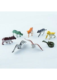 Bộ Mô Hình Nhựa Đồ Chơi 8 con Hổ Rắn Đại Bàng Tê Giác Chó Sói Khỉ Hà Mã PB11