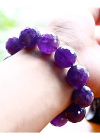 Vòng thạch anh tím hạt đa giác size 16mm mệnh hỏa. thổ - Ngọc Quý Gemstones