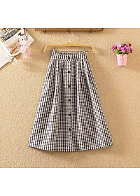 Chân váy xòe caro phối nút sang trọng - nhiều size và màu, form dáng chuẩn thích hợp mặc đi làm, dạo phố