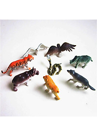 Bộ Mô Hình Nhựa Đồ Chơi 8 con Hổ Rắn Đại Bàng Tê Giác Chó Sói Khỉ Hà Mã PB11