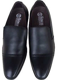 Giày tây nam Trường Hải không dây da bò  thật màu đen mềm mại đế cao su không trơn may chắc chắn GT810