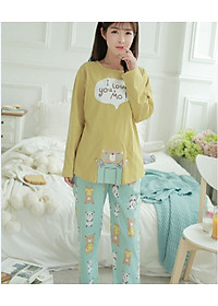 Bộ Đồ Bầu Và Sau Sinh Azuno AZ1014 Mặc Nhà Dài Tay Thu Đông Có thiết Kế Khe Mở Cho Con Bú Tiện Lợi