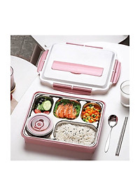 Hộp Cơm Văn Phòng 5 Ngăn Inox 304 Giữ Nhiệt Chống Tràn Có Giá Điện Thoại Tặng Thìa Đũa Cao Cấp- Hàng Chính Hãng MINIIN