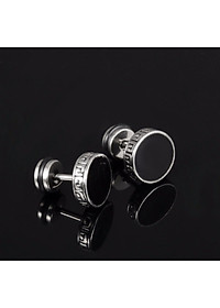 Bông Tai Nam Hình Tròn Màu Đen Chất Liệu Thép Titan Không Đen Không Dị Ứng TT 0689 - 1 cặp