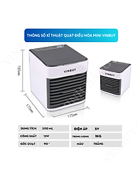 Quạt điều hòa mini hơi nước làm mát không khí nhỏ gọn để bàn, nhiều chế độ làm mát, có khay chứa đá, công suất lớn, quạt êm không gây tiếng ồn - Hàng chính hãng - VinBuy