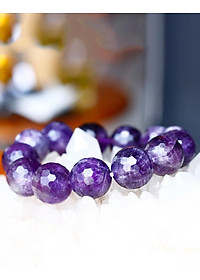 Vòng thạch anh tím hạt đa giác size 16mm mệnh hỏa. thổ - Ngọc Quý Gemstones
