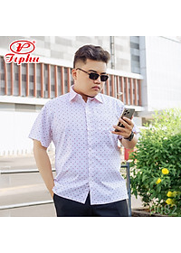 Áo sơ mi nam họa tiết ngắn tay, form rộng, vạt ngang, size đại tới 110 kg, thiết kế hoa văn nho nhỏ, hiệu Amazing