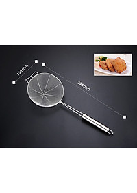 Rây Lọc Thực Phẩm Vợt Lưới Rổ Lọc Thức Ăn Đa Chức Năng chiên xào luộc Cho Nhà Bếp Vá Sạn Vợt INOX SUS304,Kích thước 39 x 13 cm - Thìa muôi vá sạn vợt Inox lọc đồ ăn thực phẩm
