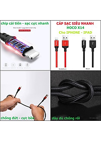 Cáp Sạc Nhanh Iphone - Ipad loại tốt hàng chính hãng HOCO X14 Times Speed – Dây Sạc bọc dù chống xoắn, đứt