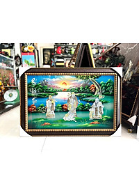  { SIÊU SALE } Tranh Sơn Mài - PHÚC LỘC THỌ | Khảm Cừ Cao Cấp | Size 50x80 cm