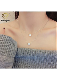 Dây chuyền bạc Ý 925 Huệ Ngân - Bồ công anh 2 tâng xinh xắn PP1205