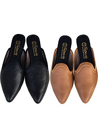 Dép bít mũi TRƯỜNG HẢI da bò thật mềm mại không bong tróc đế cao su chồng mòn êm ái BMN0361