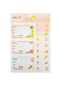 Nhãn Vở Bánh Việt 3 Ô Kèm Sticker - The Sun (15 Nhãn)