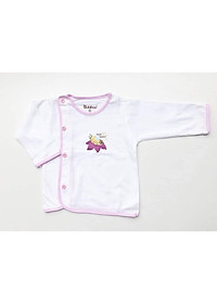 Áo sơ sinh bác sĩ dài tay cúc lệch viền màu cho bé BB01
