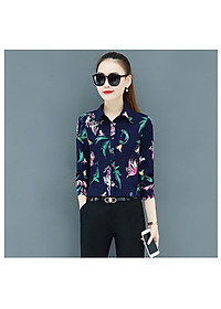 Áo sơ mi nữ công sở Haint  Boutique Thiết kế tay dài hoạ tiết hoa SM39