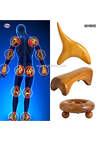 COMBO bộ 9 Dụng Cụ day ấn Huyệt Mát xa toàn thân kiểu Thái (MH849) bằng gỗ Bách Xanh - Chăm sóc sức khỏe gia đình