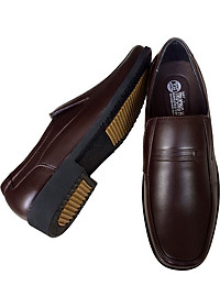 Giày tây nam Trường Hải da bò thật không bong tróc đế cao su không trơn màu nâu GTN05982