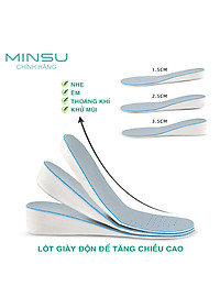 Lót Giày Thể Thao Tăng Chiều Cao Nam Nữ MINSU M5501 Miếng Lót Giày Độn Đế Khử Mùi Thoáng Khí Chống Hôi Chân