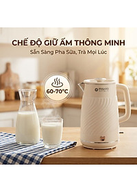 Ấm thuỷ giữ nhiệt 1.7 Lít Mishio MK385 inox 304 - hàng chính hãng