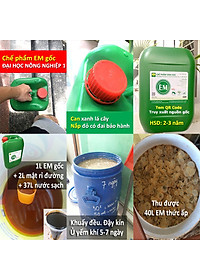 Chế phẩm sinh học EM gốc (EM1). Men vi sinh Đại Học Nông Nghiệp 1 Hà Nội. Chứa hàng tỷ bào tử hữu hiệu. Từ 1 lít EM gốc sản xuất ra 40 lít EM thứ cấp. Can 10 lít. HSD: 2 năm