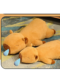 Thú nhồi bông capybara phom nằm đáng yêu - Size từ 60cm đến 90cm - Quà tặng gấu bông chuột lang chảy nước mũi có thể kéo ra được.