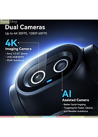 EMEET PIXY - Webcam Kép Theo Dõi AI 4K, Sử Dụng Cảm Biến Sony, 3 Micro Lọc Ồn Dành Cho Dạy Học, Họp Online, Livestream, Tiktok - Hàng Chính Hãng