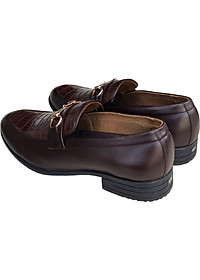 Giày tây nam Trường  Hải da bò dập vân cá sấu màu nâu  cao cấp đế cao 4cm GT210