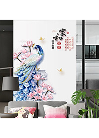 Decal dán tường Tranh Dán Tường Con Công Xanh SK9374
