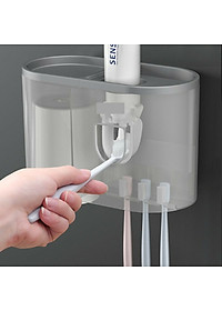 Giá treo  hộp đựng bàn chải kem đánh răng nhà tắm , Bộ nhả kem tự động 1 cốc - Hàng Chính Hãng - Tặng kèm sticker