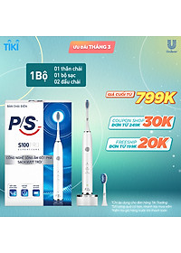 Bàn Chải Điện P/S S100 PRO – Công Nghệ Sóng Âm, Chải Sạch Mảng Bám Tới 10X – Trắng Sáng