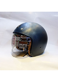 Nón bảo hiểm 3/4 kính âm Royal M139 Đen vân carbon cao cấp Lót tháo rời, che hết mặt