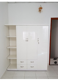 Tủ áo kèm kệ trang trí 1m6 x 1m8 x 0,5 m (trắng)