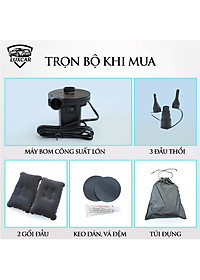 Đệm hơi ô tô, nêm hơi cho xe ô tô cao cấp, loại dày dặn, Tặng kèm bơm điện 2 gối và miếng vá dự phòng