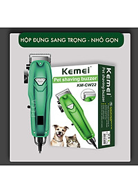 Tông đơ cắt tỉa lông thú cưng chuyên nghiệp Kemei KM-CW22 cắm điện trực tiếp kèm bộ phụ kiện lược, kềm dũa cắt móng thú cưng, lược kéo,...dùng cạo lông chó mèo tiện lợi