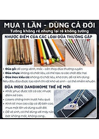 Set 05 đôi đũa inox 304 - 316 DandiHome 2020 chống trơn trượt, sang trọng, tinh tế