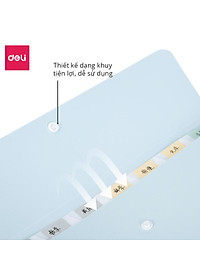 Cặp đựng tài liệu A4 Deli - 8 ngăn phân trang - file lưu trữ tài liệu - linfini - Xanh Dương / Trắng - 72456