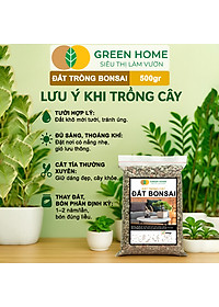 Đất Trồng Cây Bonsai Greenhome, Bao 500GR, Promix, Trộn Sẵn, Tiện Dụng, Giữ Ẩm Tốt, Thoáng Khí, Rễ Khoẻ, Thân To