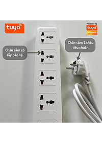 Ổ Cắm Dài Thông Minh Wifi TUYA 4 Chấu & 2 cổng USB, điều khiển độc lập app Tuya Smart Life, Hẹn giờ Bật Tắt