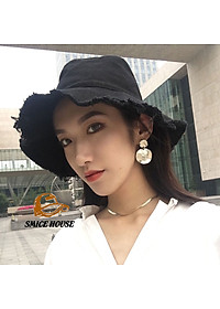 Mũ tai bèo viền rách đơn giản mà phong cách dành cho cặp đôi thời trang mùa hè/ Nón bucket viền rách tua rua vải kaki jeans vành rộng - Smice House