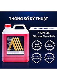 Nước Làm Mát Động Cơ Màu Đỏ AISIN Long Life Coolant 20% 4 Lít LCPM20A4LR - Nhập Khẩu Chính Hãng