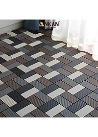 Vỉ Nhựa Lót Sàn Cao Cấp Thương Hiệu ANKAN Bốn Màu Đan Xen, Vỉ Gỗ Nhựa Ngoài Trời, Vỉ Nhựa Lót Sàn Ban Công, Lót Sàn Nhà, Trang Trí Sân Vườn, Lót Sàn Nhà Tắm, Trang Trí Hồ Bơi, Tiệm Spa, (1 vỉ)
